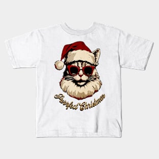 Christmas santa cat Kids T-Shirt